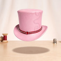 Command Attention: Handmade Pink Leather Top Hat