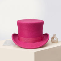 Handmade Pink Wool Felt Top Hat – Elegant Victorian Fantasy Accessory