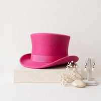 Handmade Pink Wool Felt Top Hat – Elegant Victorian Fantasy Accessory