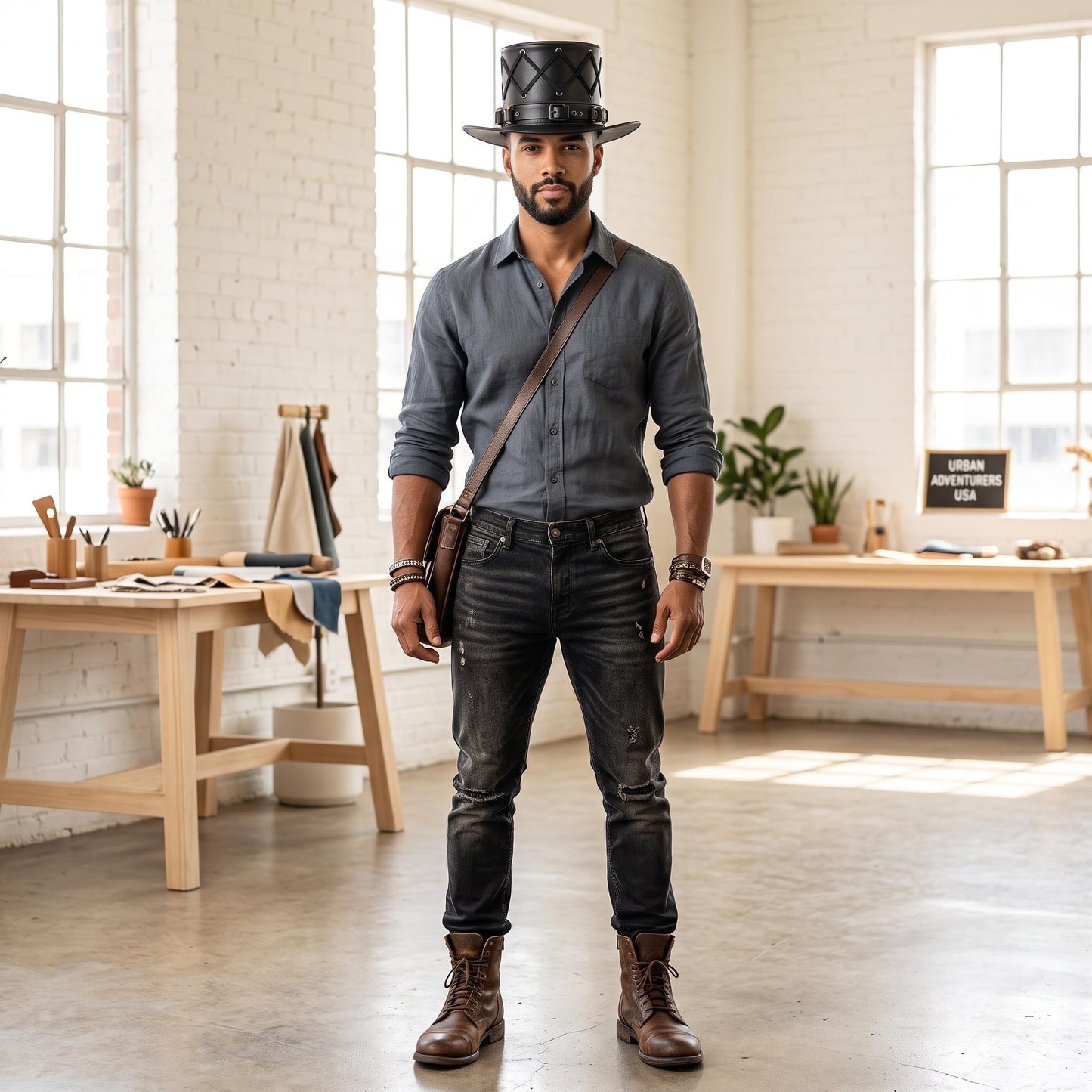 Handmade Black Steampunk Top Hat | Gothic & Victorian Fedora for Cosplay Events