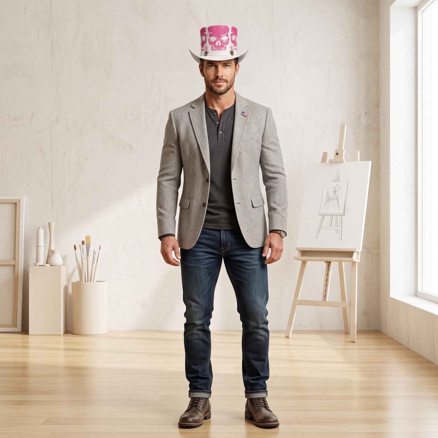 Unleash Your Style: Pink Skull Gothic Top Hat