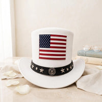 Handmade American Flag Patriotic Top Hat – Western Style Statement Piece