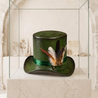 Handmade Green Steampunk Top Hat | Victorian & Mad Hatter Leather Hat