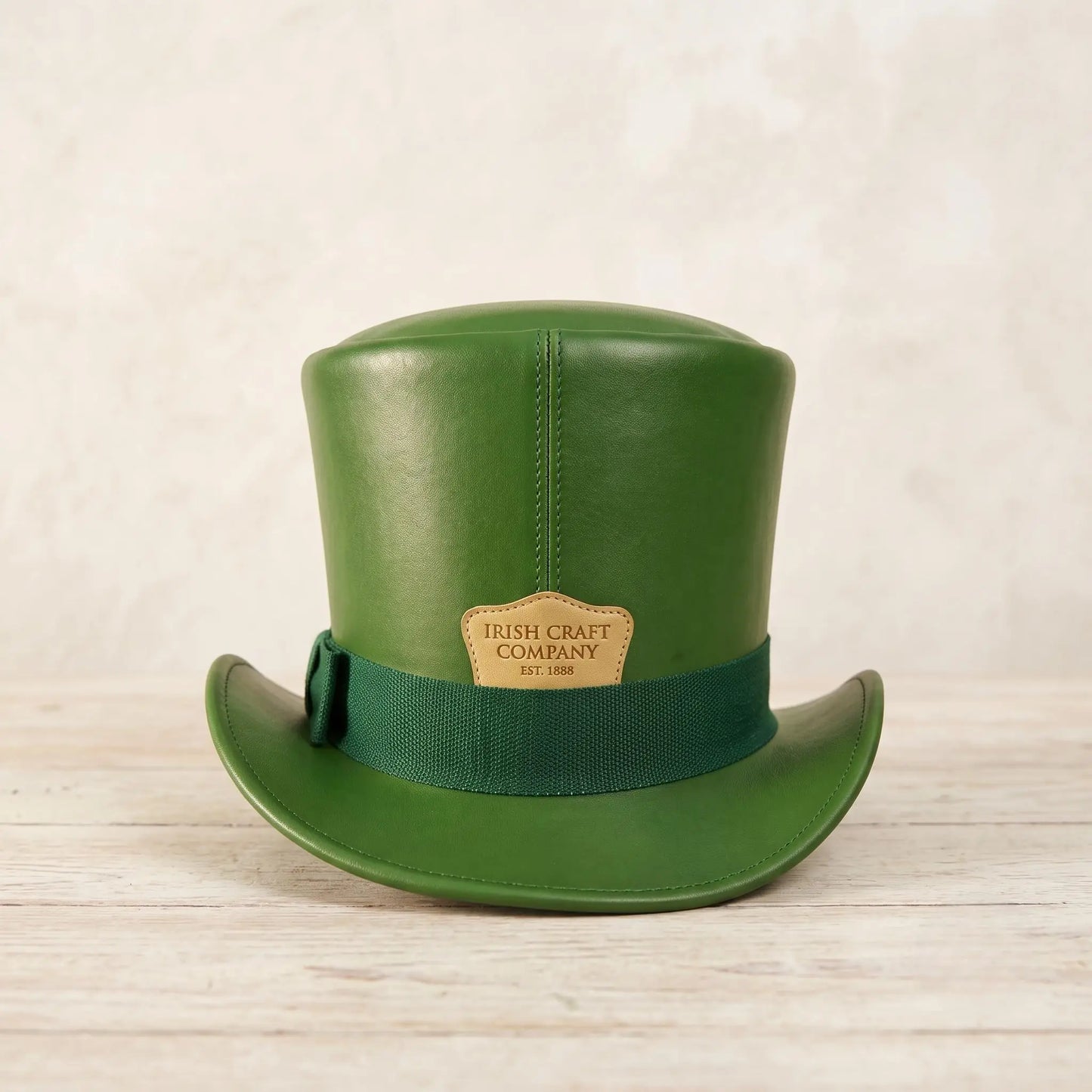 Handmade Green Leather Leprechaun Top Hat – St. Patrick’s Day Accessory
