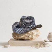 Black Python Print Cowboy Hat – Bold Western Fashion Statement