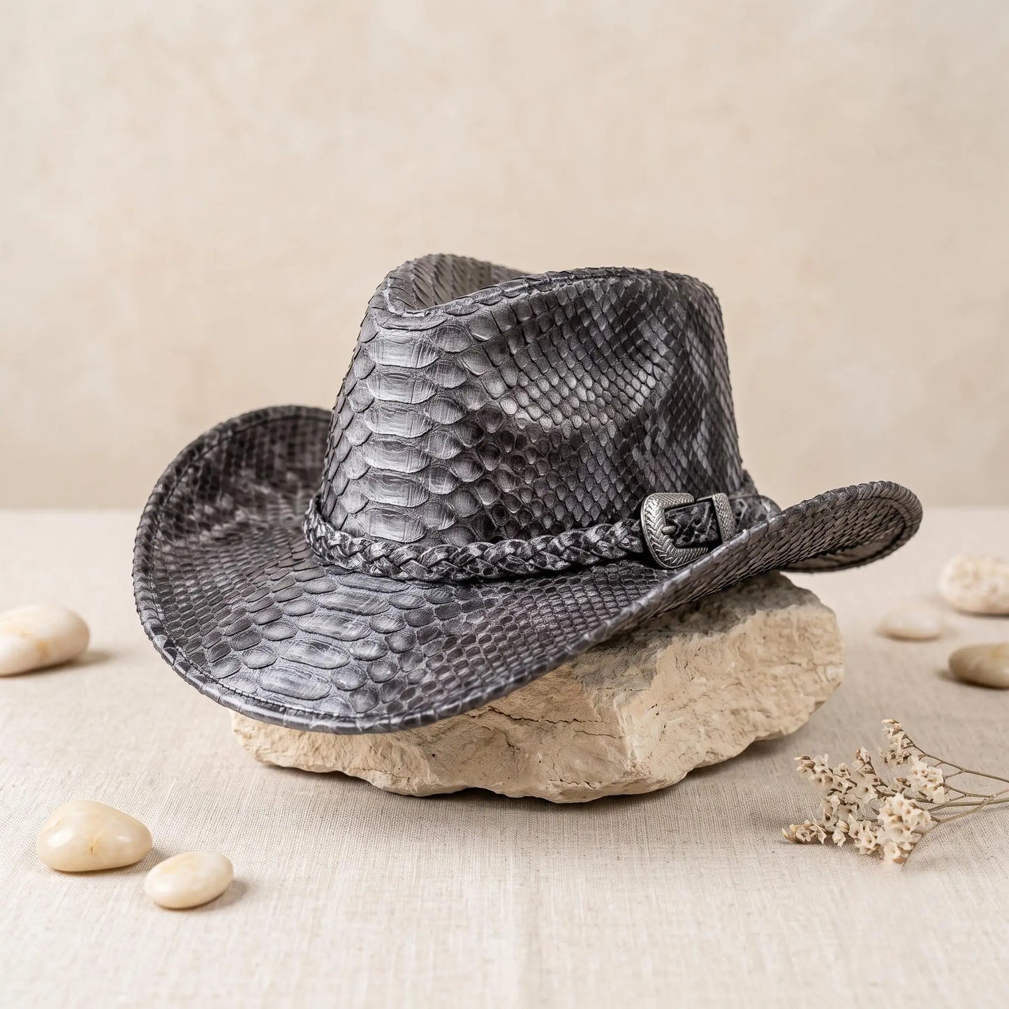 Black Python Print Cowboy Hat – Bold Western Fashion Statement
