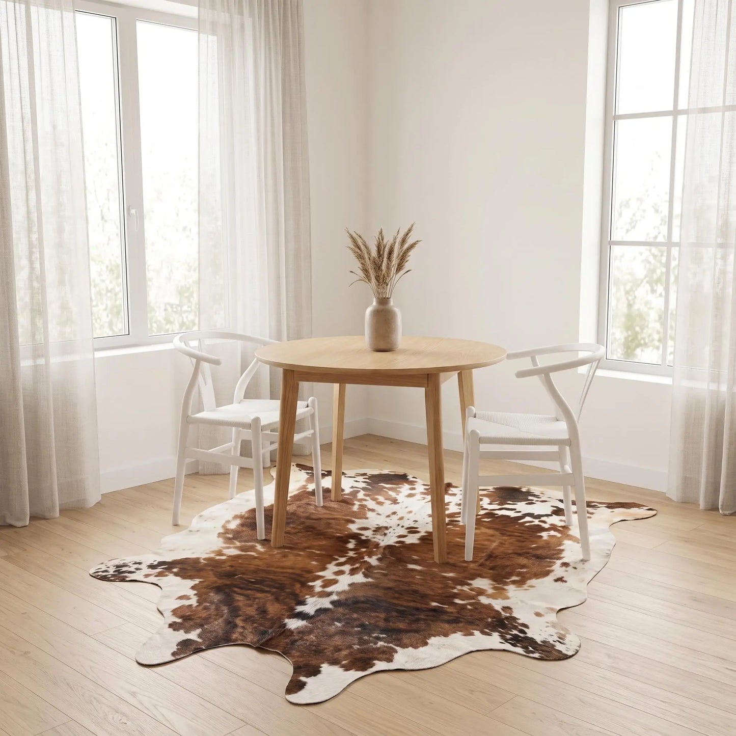 Brown & White Cowhide Rug Genuine Leather Area Rug Natural Cow Skin Carpet