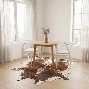 Brown & White Cowhide Rug Genuine Leather Area Rug Natural Cow Skin Carpet