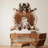 Brown & White Cowhide Rug Genuine Leather Area Rug Natural Cow Skin Carpet