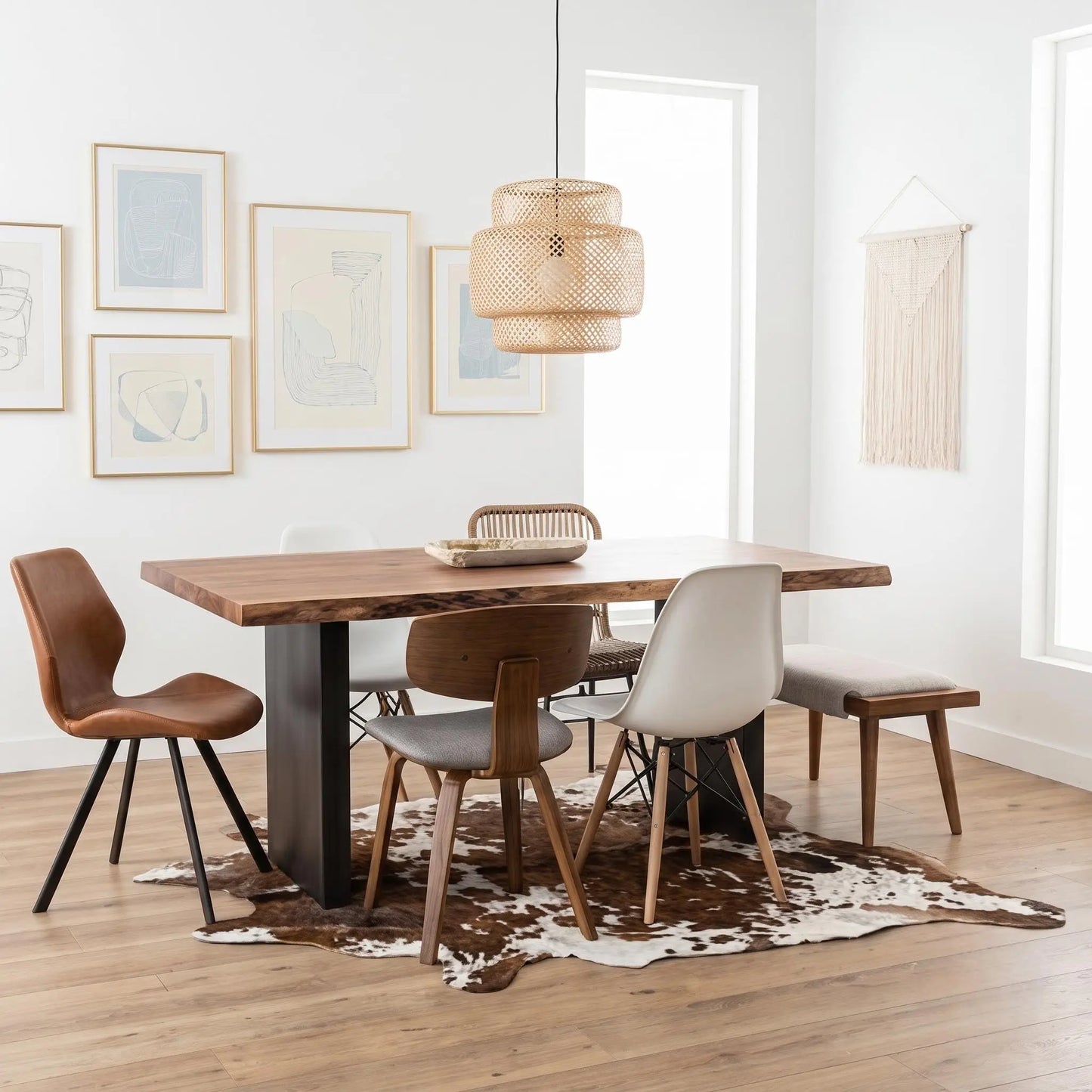 Transform Your Space with the Timeless Elegance of a Genuine Tricolor Cowhide Rug