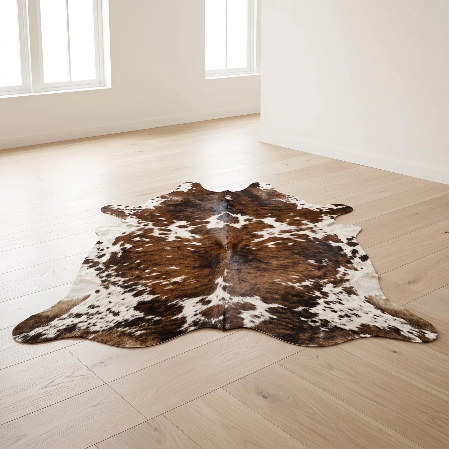 Transform Your Space with the Timeless Elegance of a Genuine Tricolor Cowhide Rug