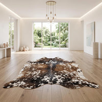 Elevate Your Space: Authentic Tricolor Cowhide Rug by TAKEKO LEATHER