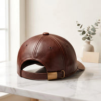 Men’s Brown Leather Baseball Cap – Genuine Vintage Style