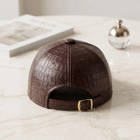 Crocodile-Embossed Leather Baseball Cap – Luxury Unisex Streetwear
