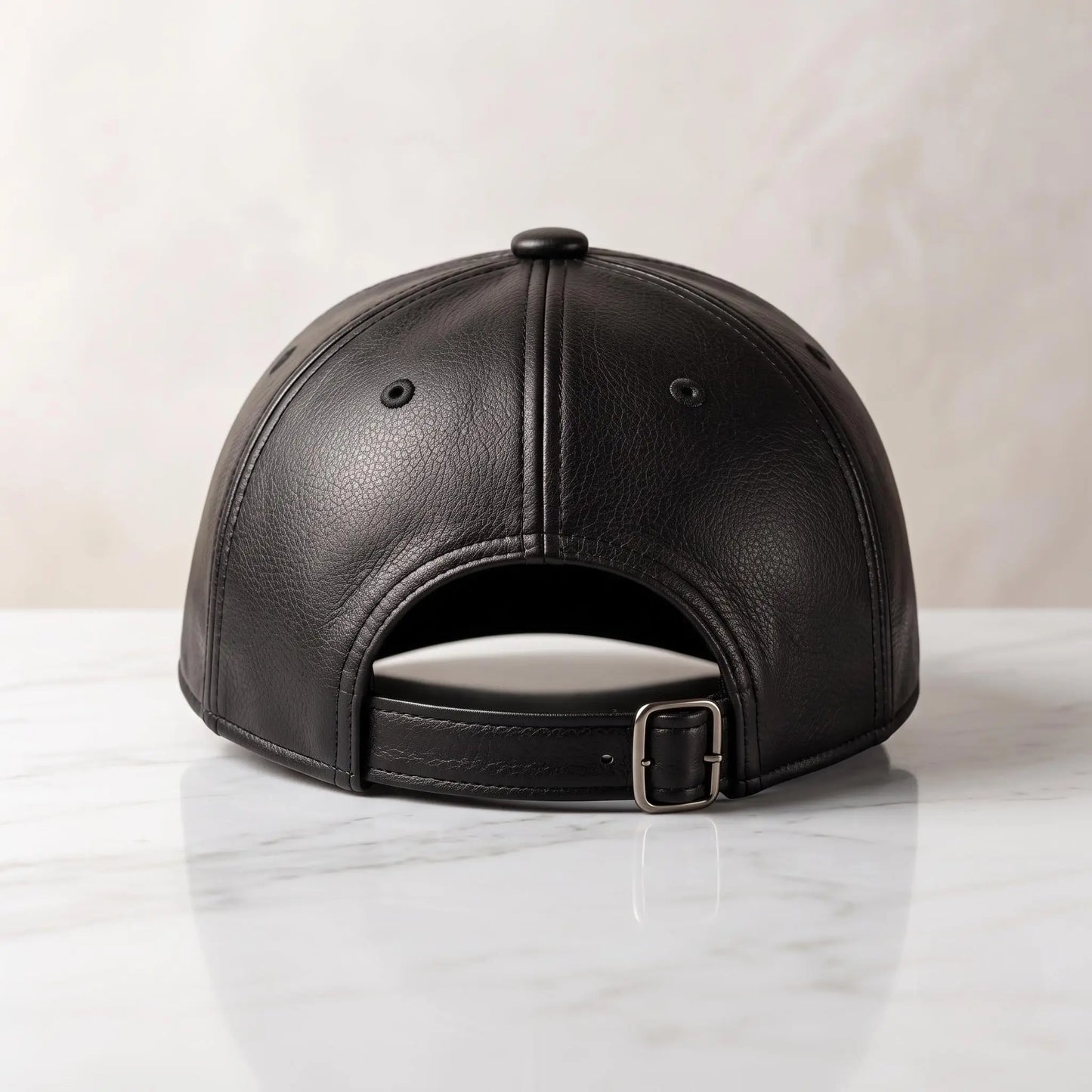 Genuine Black Leather Baseball Cap – Adjustable Unisex Streetwear & Luxury Fashion Accessory