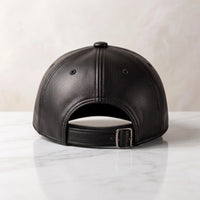 Genuine Black Leather Baseball Cap – Adjustable Unisex Streetwear & Luxury Fashion Accessory