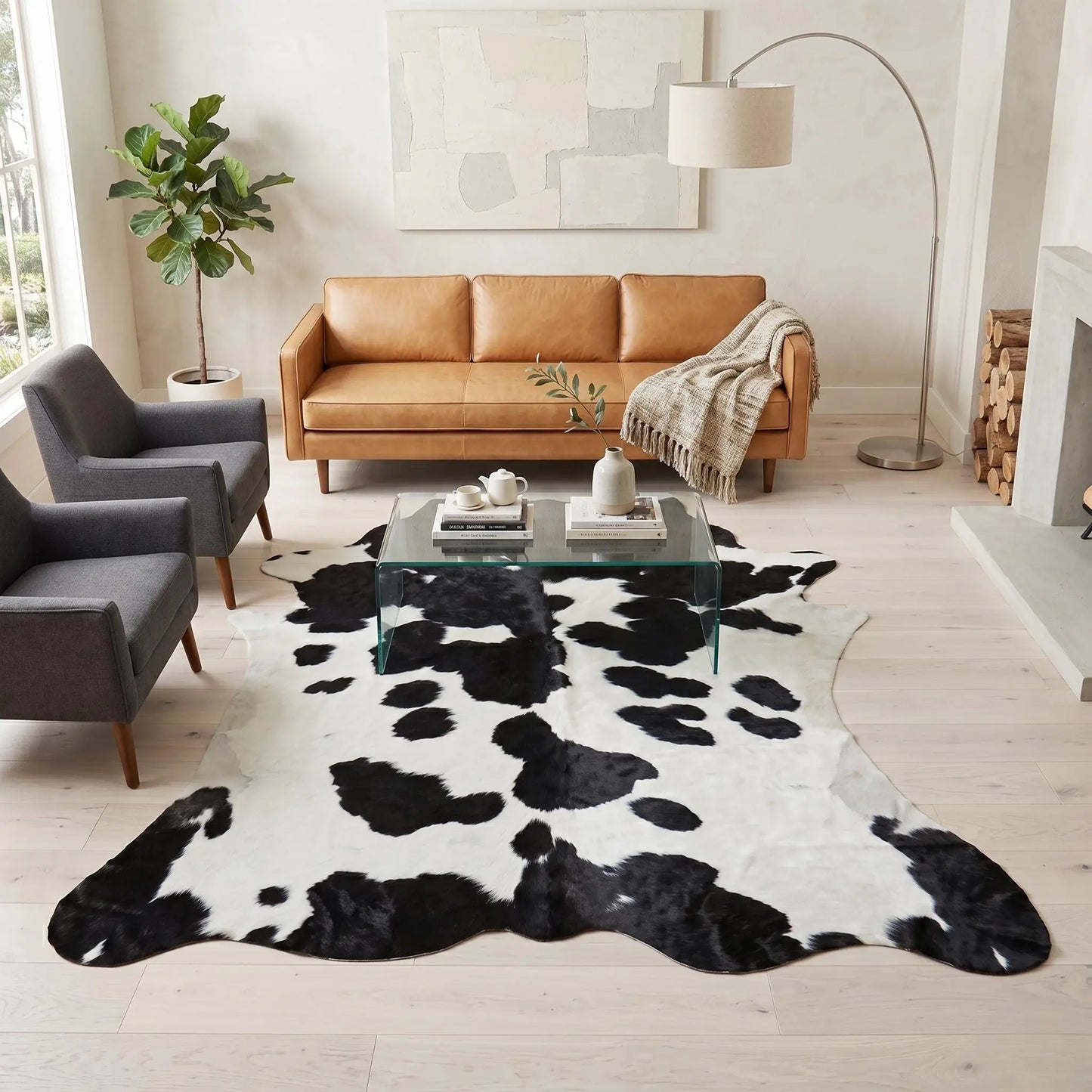 Genuine Natural Black & White Cowhide Rug – Unique Handmade Cow Skin Floor Rug Wall Hanging