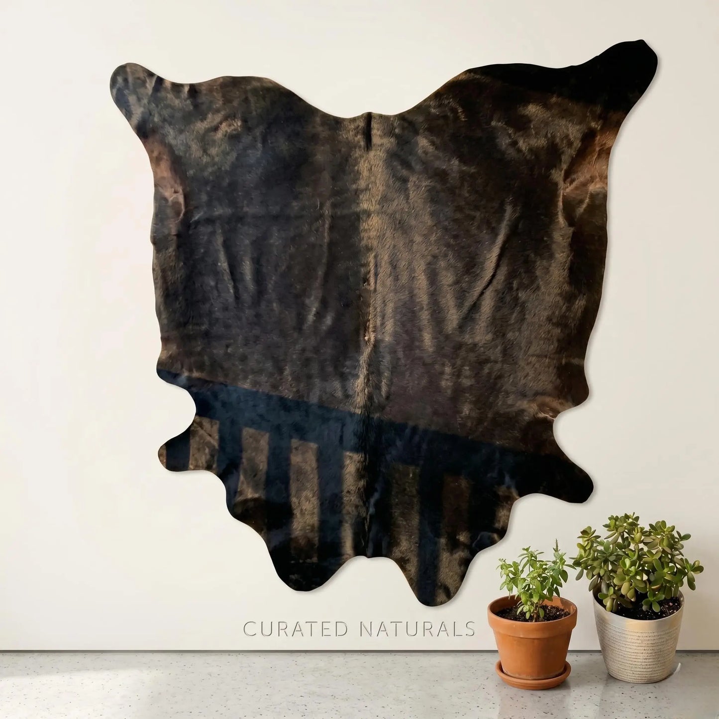 Genuine Black Cowhide Rug Hair-on Hide Western Home Decor Wall Hanging