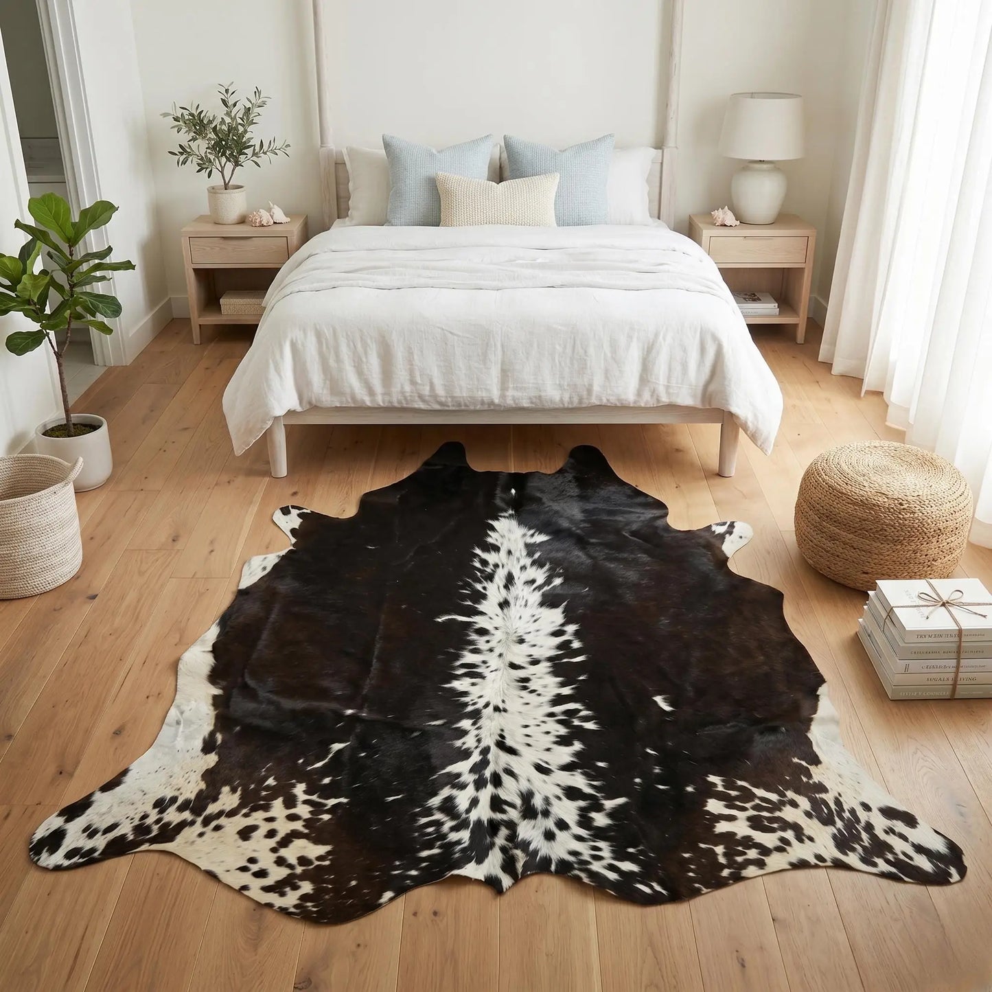 Natural Black & White Cowhide Rug | Authentic Hair-on-Hide Western Decor