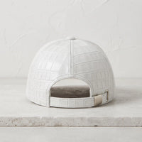 White Crocodile Leather Baseball Cap | Luxury Unisex Headwear