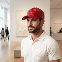 Red Crocodile Leather Baseball Cap