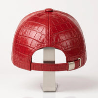 Red Crocodile Leather Baseball Cap