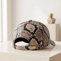 TAKEKO LEATHER Python Print Leather Baseball Cap – Unisex Luxury Streetwear