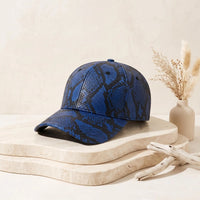 Blue & Black Python Print Baseball Cap | Exotic Streetwear Hat