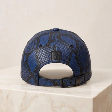 Blue & Black Python Print Baseball Cap | Exotic Streetwear Hat