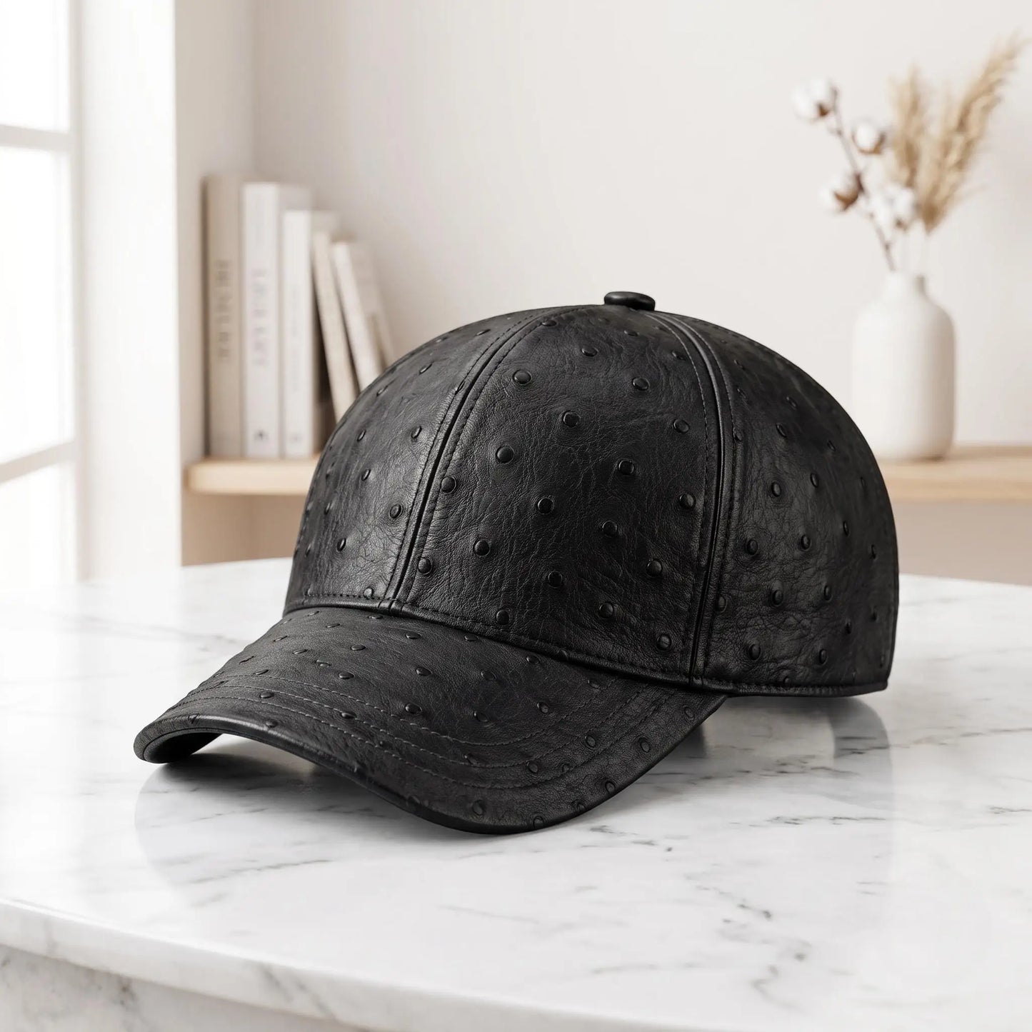 Ostrich Leather Baseball Cap – Luxury Texture Meets Everyday Style