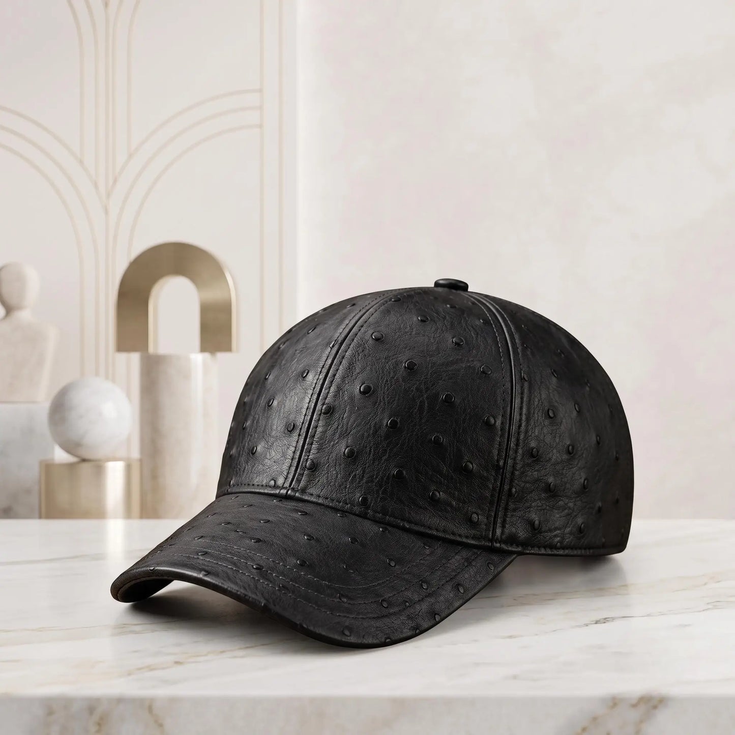 Ostrich Leather Baseball Cap – Luxury Texture Meets Everyday Style