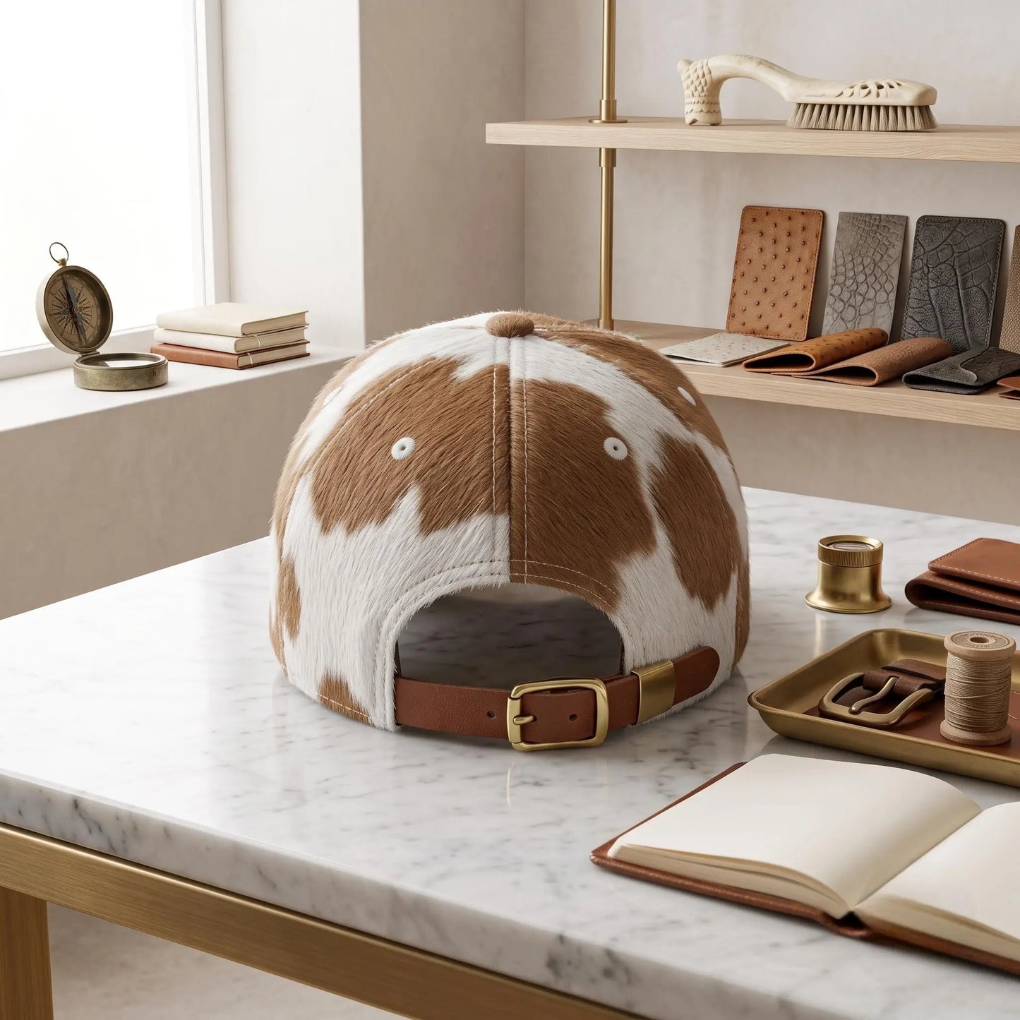 Ultimate Western Style: Handmade Genuine Hair-On Cowhide Leather Cap