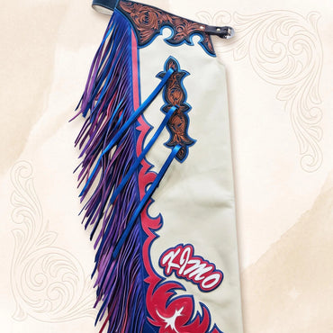 Hand-Tooled Leather Rodeo Chaps | Custom Western Bull Riding Gear