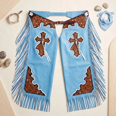Hand-Tooled Leather Rodeo Chaps | Custom Western Show & Bull Riding Gear