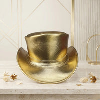 Handmade Gold Leather Steampunk Top Hat – Metallic Festival & Cosplay Headwear