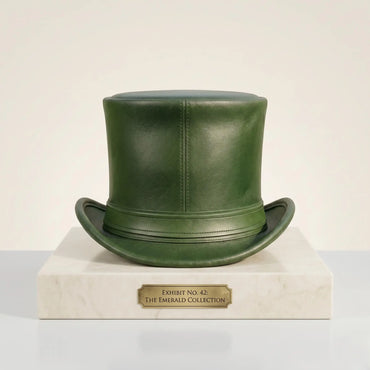 Emerald Green Leather Steampunk Top Hat – Victorian Cosplay & Festival Accessory