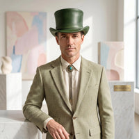 Emerald Green Leather Steampunk Top Hat – Victorian Cosplay & Festival Accessory