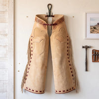 Western Cowboy Suede Leather Riding Chaps with Fringes