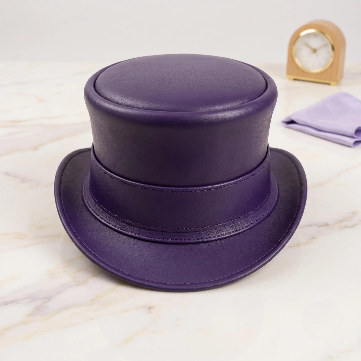 Elevate Your Style with the Ultimate Gothic Steampunk Purple Leather Top Hat