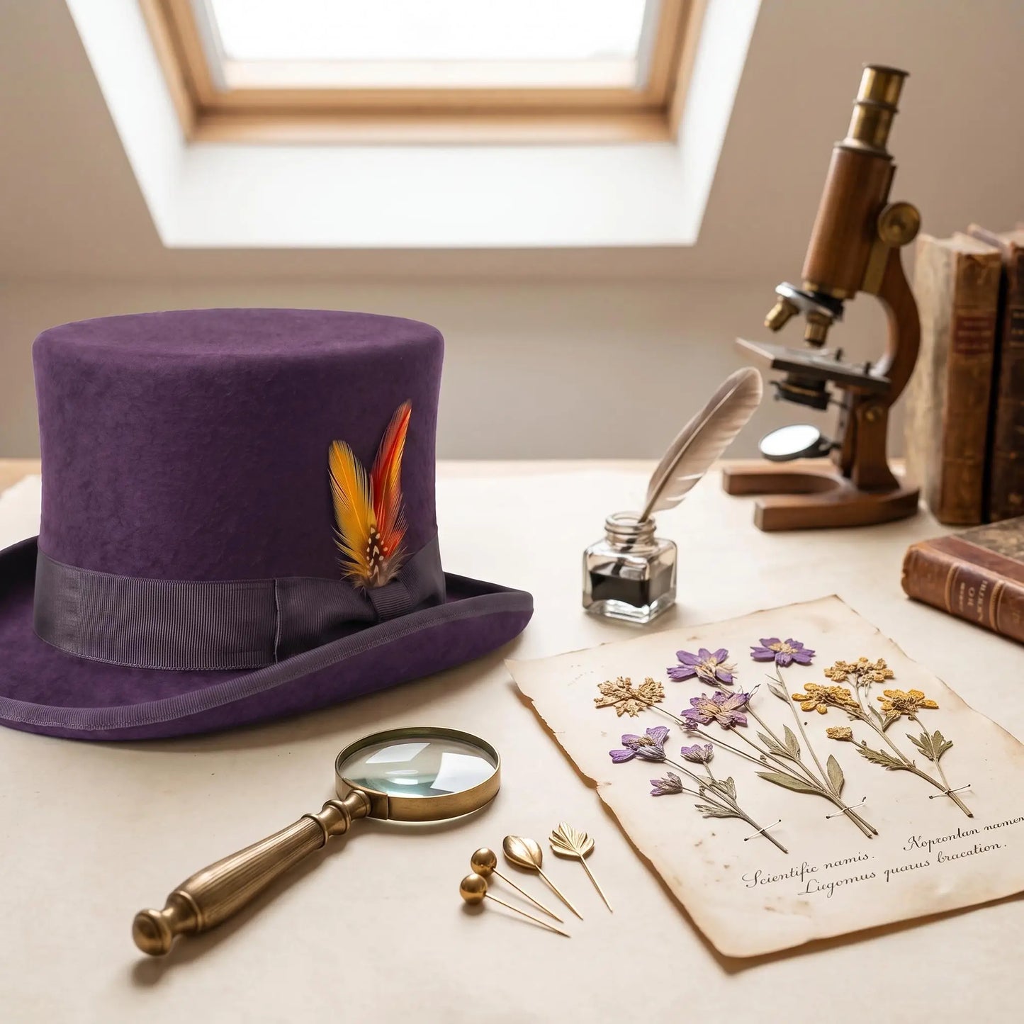 Handcrafted Purple Wool Top Hat – Vintage Steampunk & Formal Elegance
