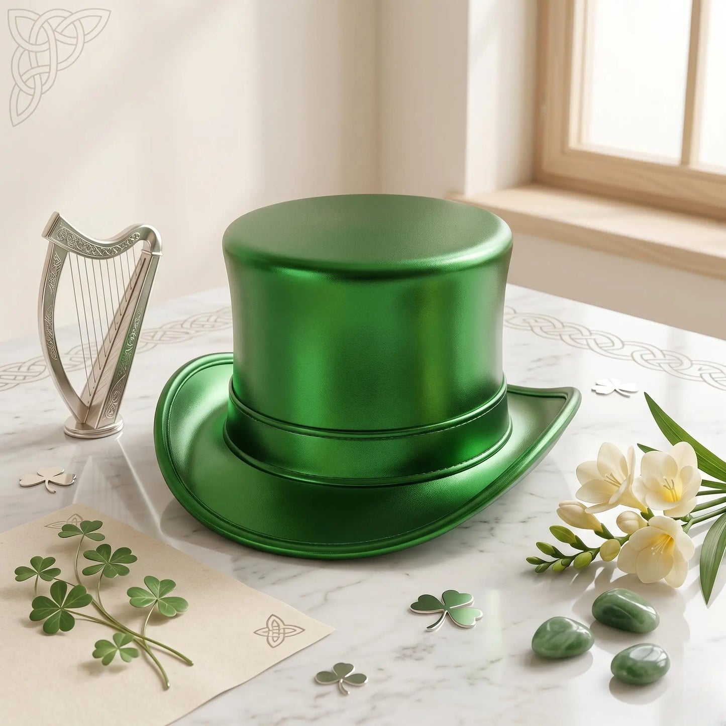 Metallic Green Steampunk Top Hat – Deluxe St. Patrick's Day & Cosplay Costume Accessory