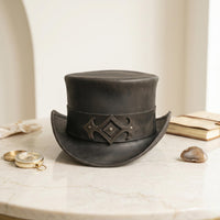 Handcrafted Leather Steampunk Top Hat | Victorian Gothic Cosplay Accessory