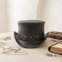 Handcrafted Leather Steampunk Top Hat | Victorian Gothic Cosplay Accessory