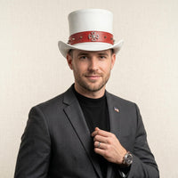 Handcrafted White Leather Steampunk Top Hat | Gothic & Cosplay Statement Headwear
