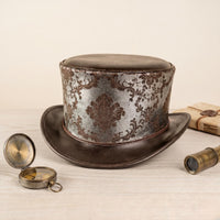 Brown Damask Steampunk Top Hat | Victorian Cosplay & Festival Costume