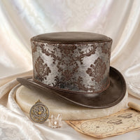 Brown Damask Steampunk Top Hat | Victorian Cosplay & Festival Costume