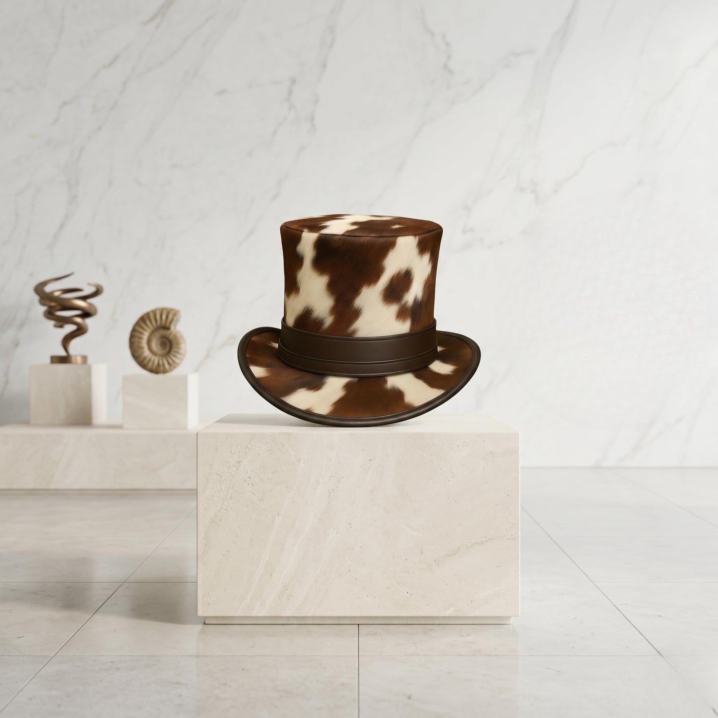 The Frontier Cowhide Leather Top Hat | Genuine Hair-on Hide