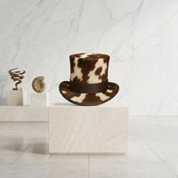 The Frontier Cowhide Leather Top Hat | Genuine Hair-on Hide