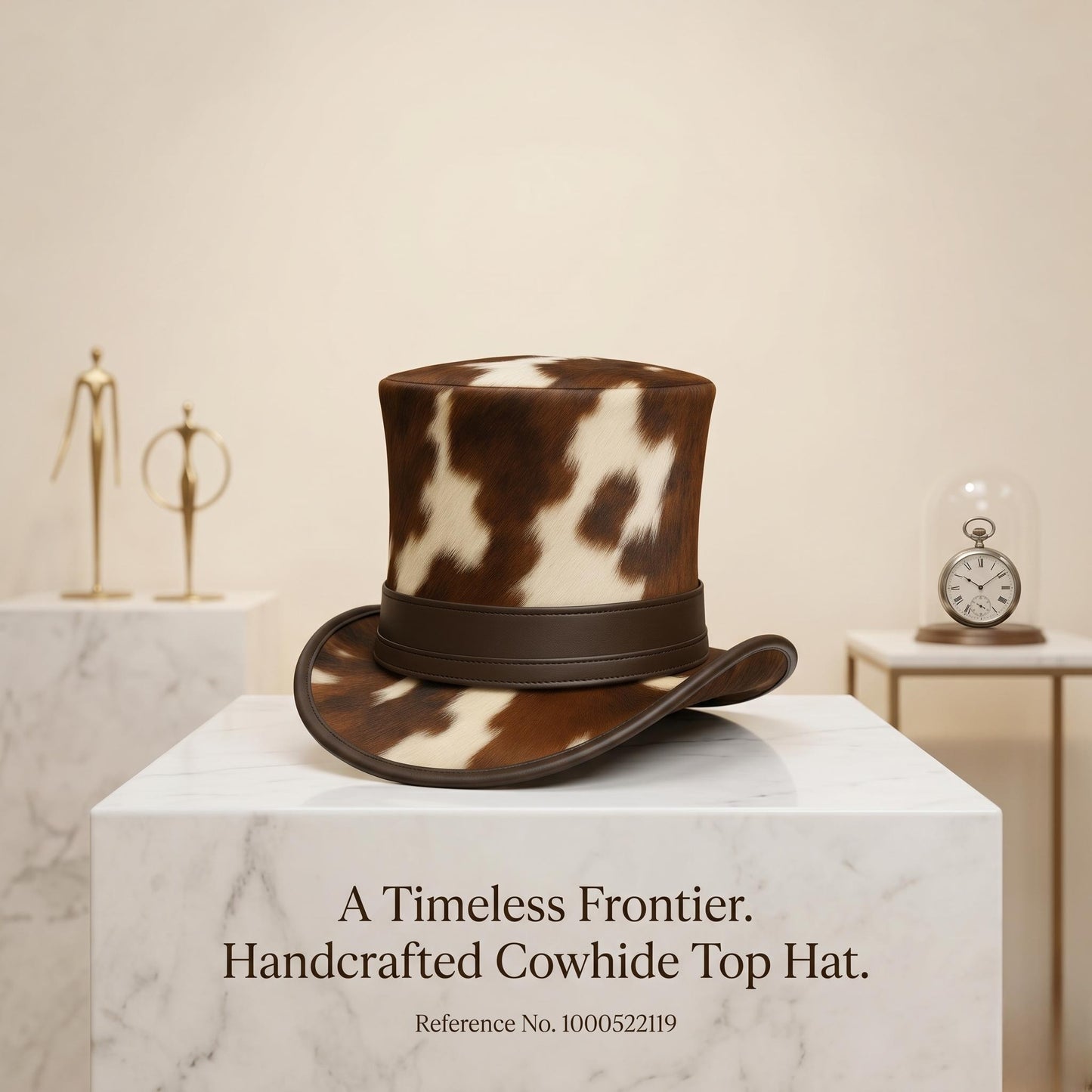 The Frontier Cowhide Leather Top Hat | Genuine Hair-on Hide