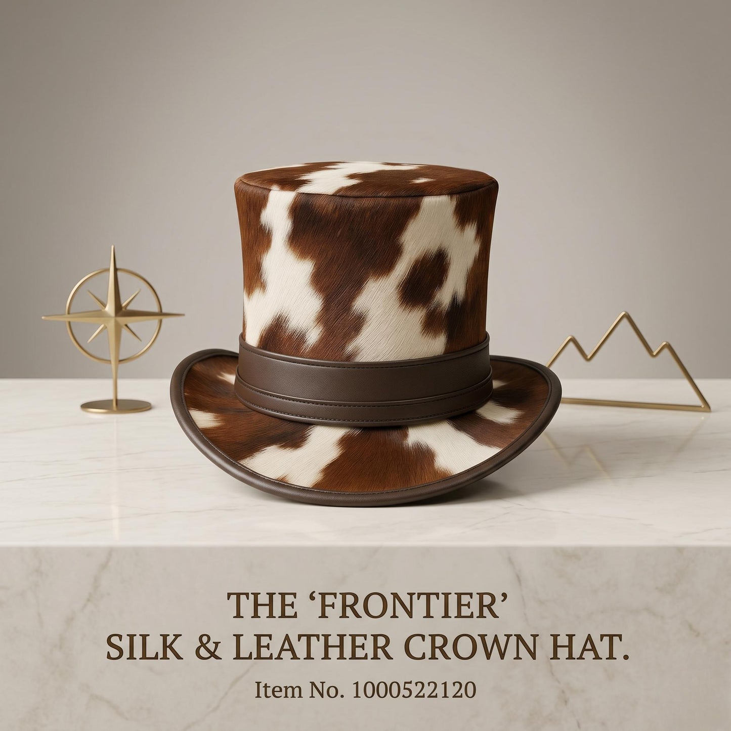 The Frontier Cowhide Leather Top Hat | Genuine Hair-on Hide